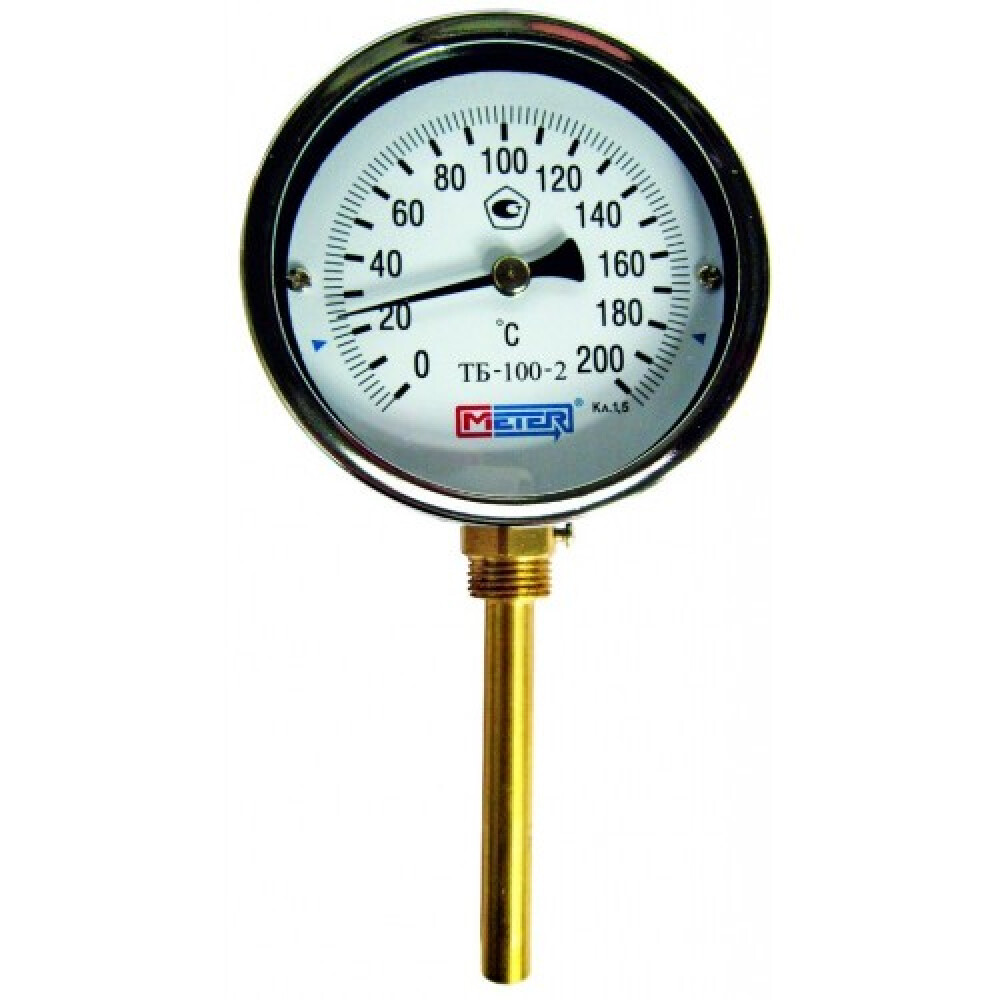 Термометр биметалл ТБ-100-2 160С Дк100 L=100 G1/2" радиал Метер